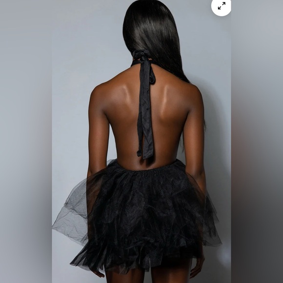 AKIRA Black Halter Ballerina Backless Tulle Dress - Picture 4 of 11